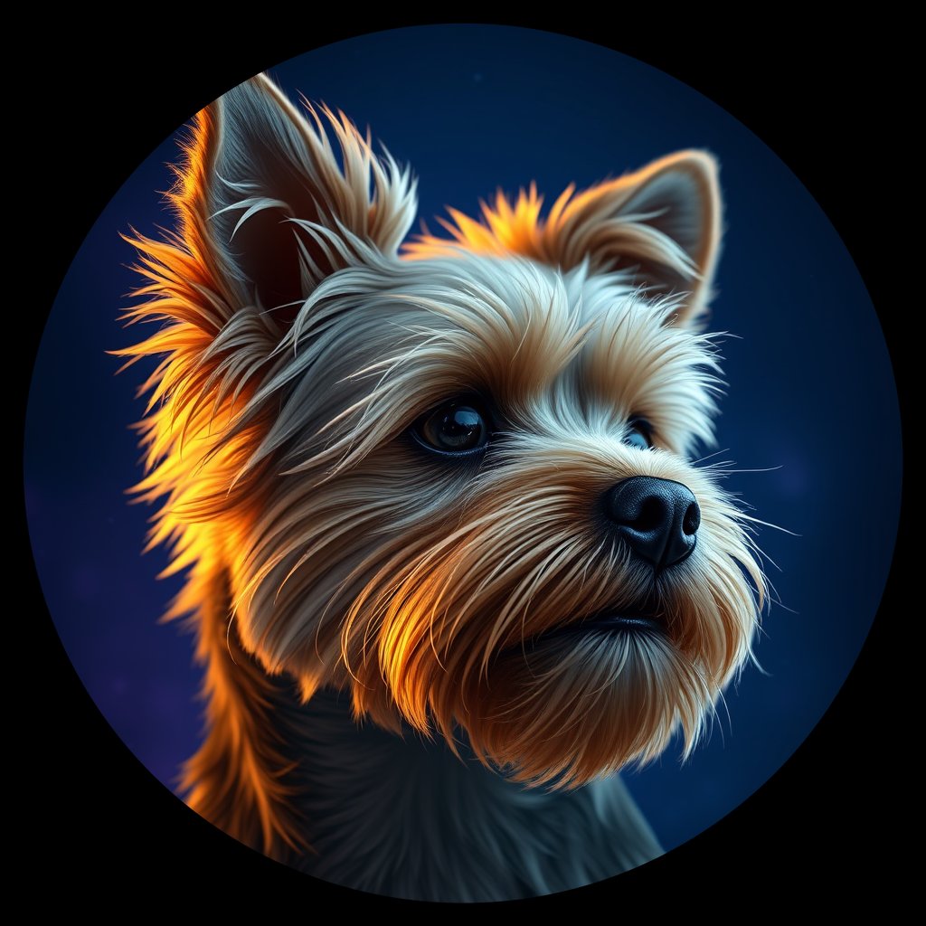 Cosmic medallion portrait of PFZ28F06_PFZ28F06, a Yorkshire Terrier