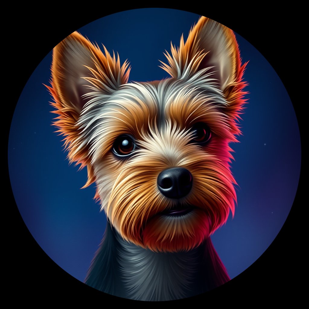 Cosmic medallion portrait of PFZ28F07_PFZ28F07, a Yorkshire Terrier