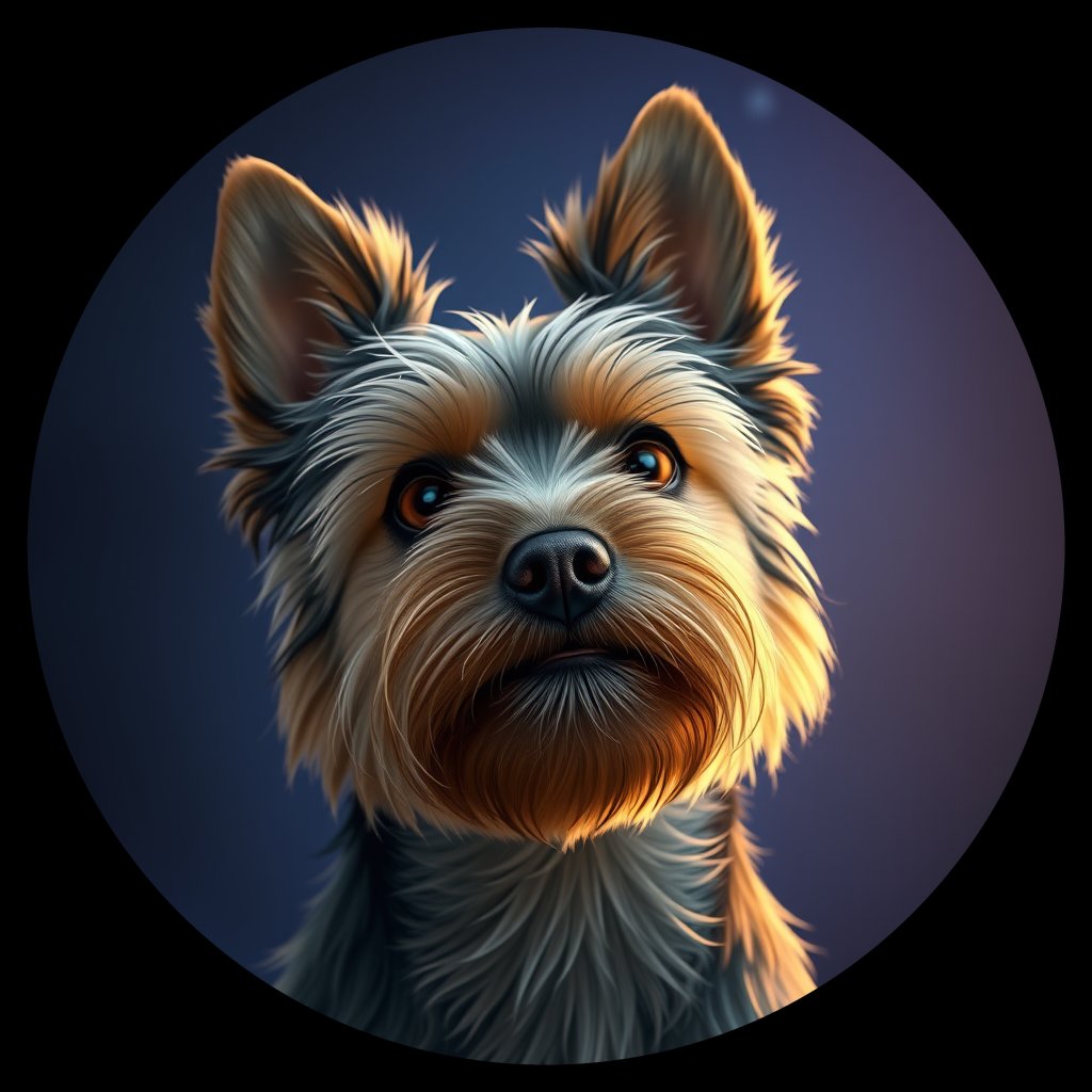 Cosmic medallion portrait of PFZ28F08_PFZ28F08, a Yorkshire Terrier
