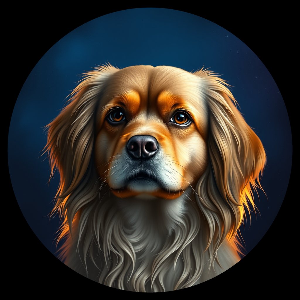 Cosmic medallion portrait of PFZ28F09_PFZ28F09, a Tibetan Spaniel