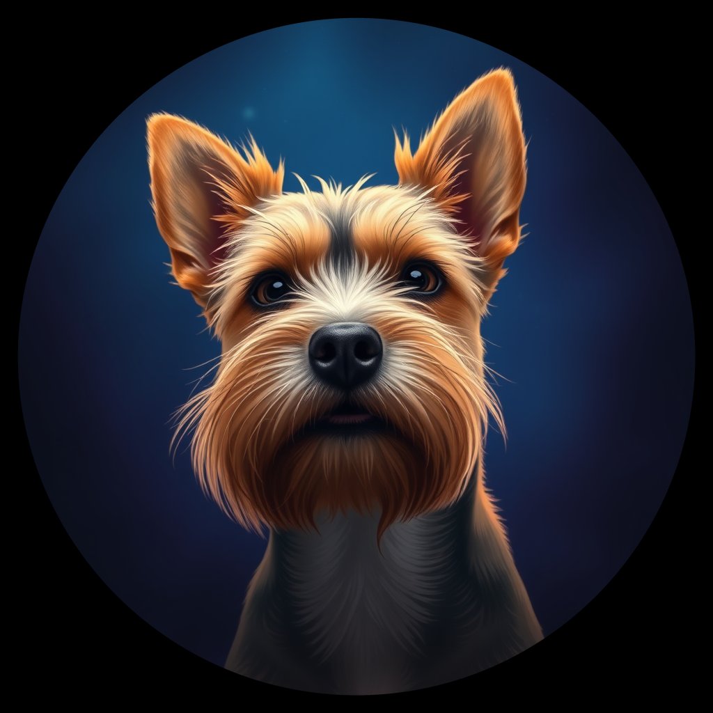 Cosmic medallion portrait of PFZ28F10_PFZ28F10, a Norfolk Terrier