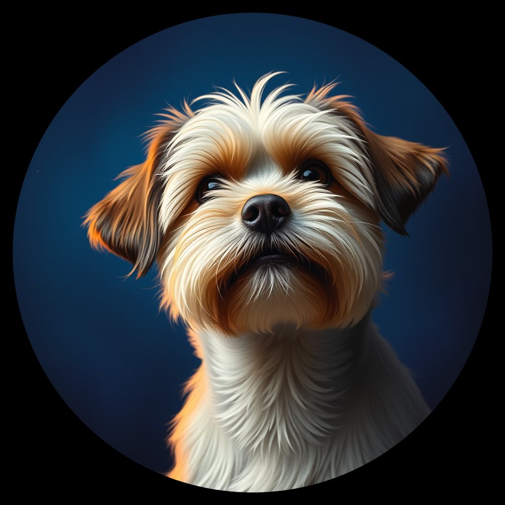 Cosmic medallion portrait of PFZ28G03_PFZ28G03, a Havanese