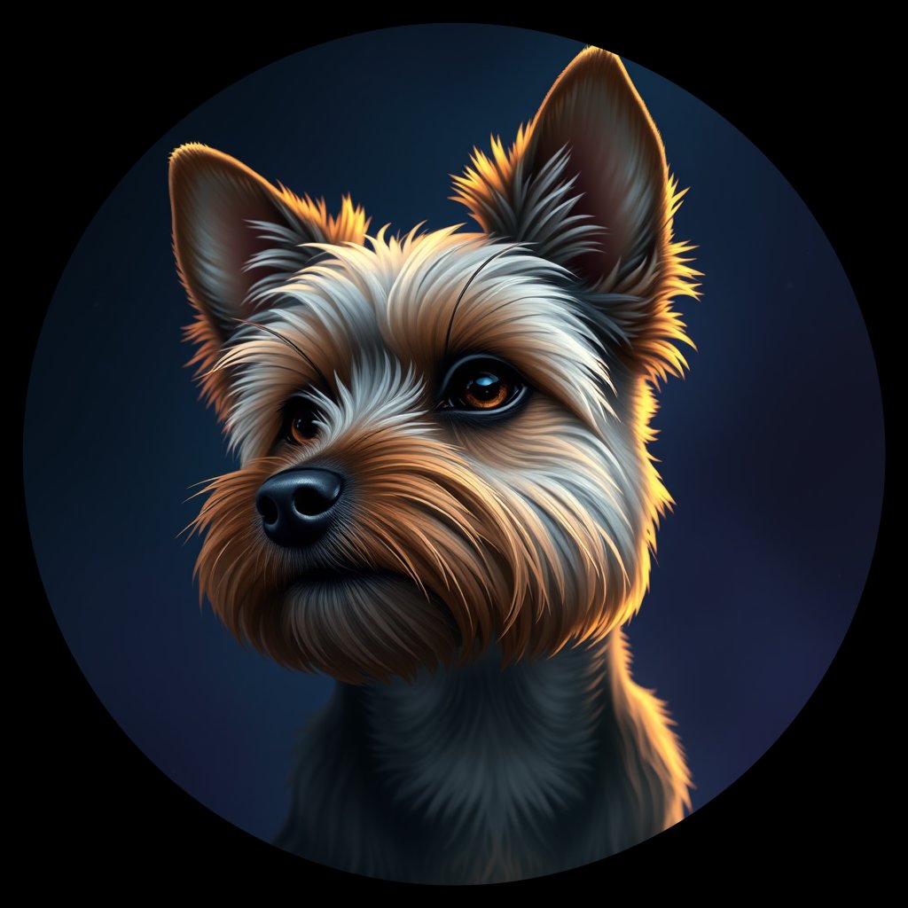 Cosmic medallion portrait of PFZ28G06_PFZ28G06, a Yorkshire Terrier