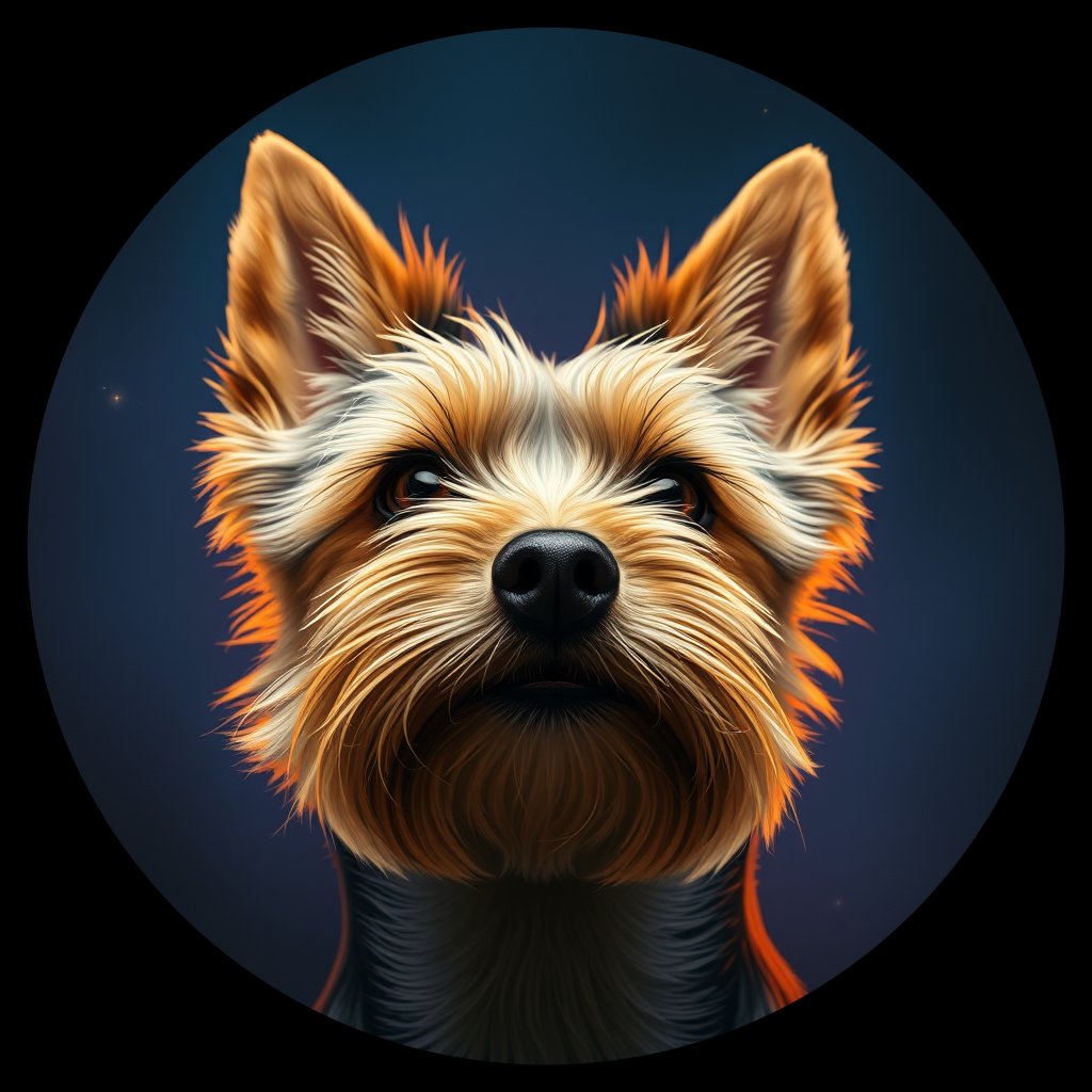 Cosmic medallion portrait of PFZ28G08_PFZ28G08, a Yorkshire Terrier