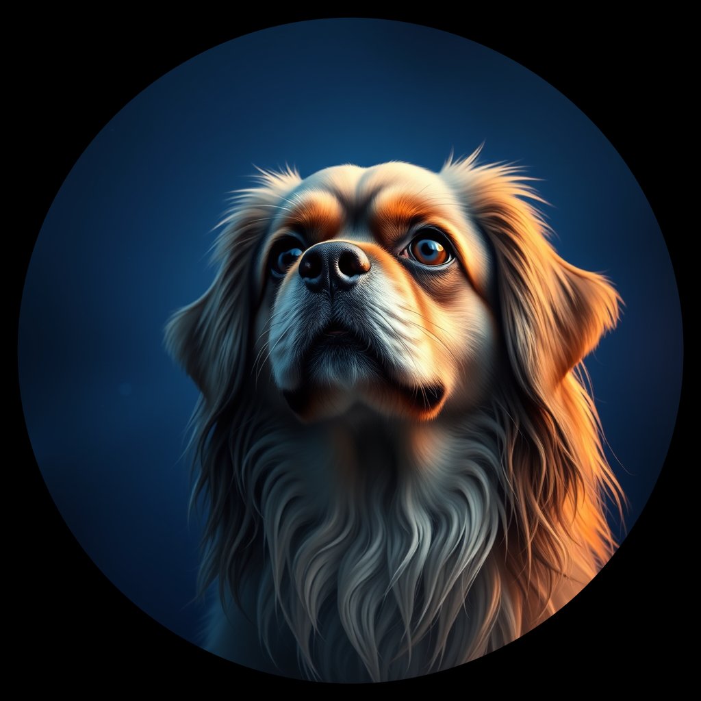 Cosmic medallion portrait of PFZ28G09_PFZ28G09, a Tibetan Spaniel