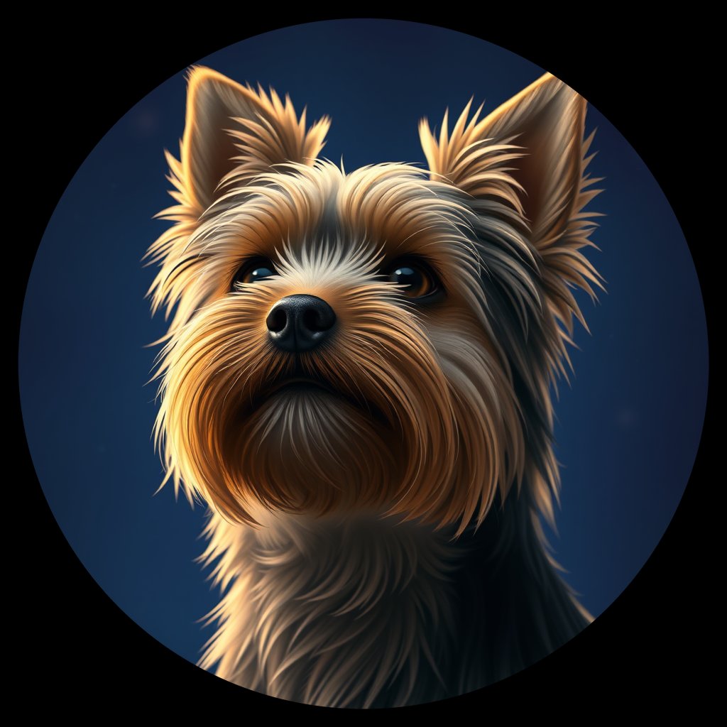Cosmic medallion portrait of PFZ28H04_PFZ28H04, a Yorkshire Terrier