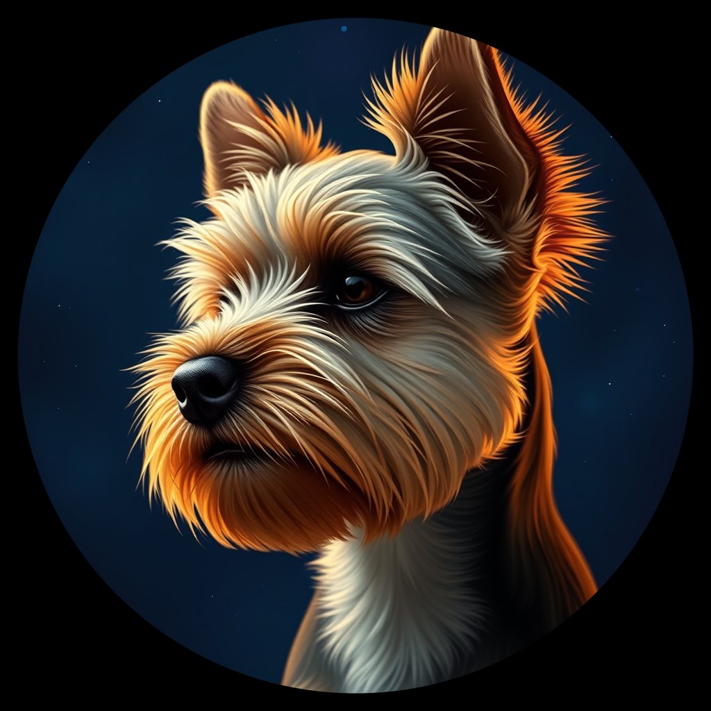 Cosmic medallion portrait of PFZ28H05_PFZ28H05, a Yorkshire Terrier