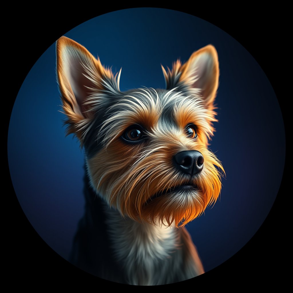 Cosmic medallion portrait of PFZ28H06_PFZ28H06, a Yorkshire Terrier