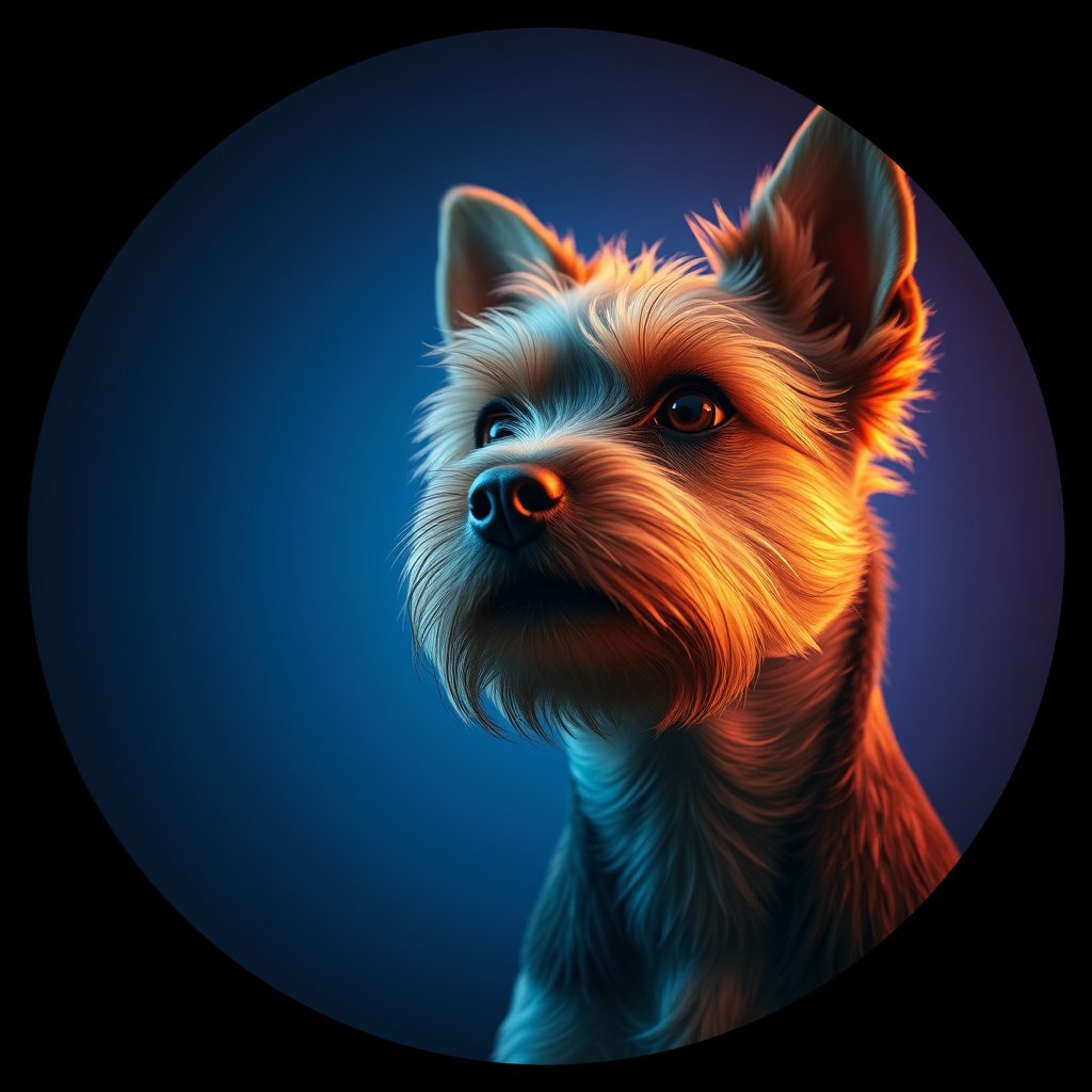 Cosmic medallion portrait of PFZ28H07_PFZ28H07, a Yorkshire Terrier