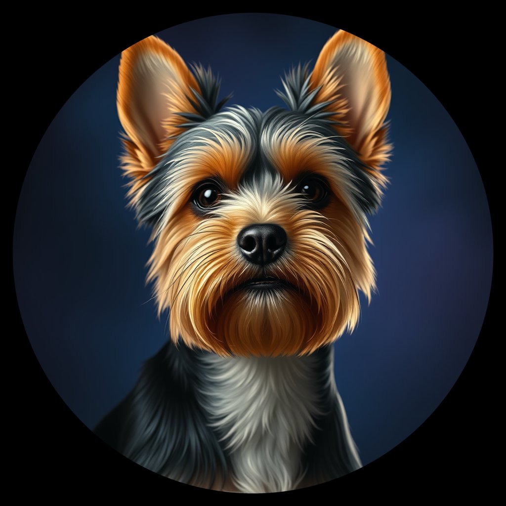 Cosmic medallion portrait of PFZ28H08_PFZ28H08, a Yorkshire Terrier