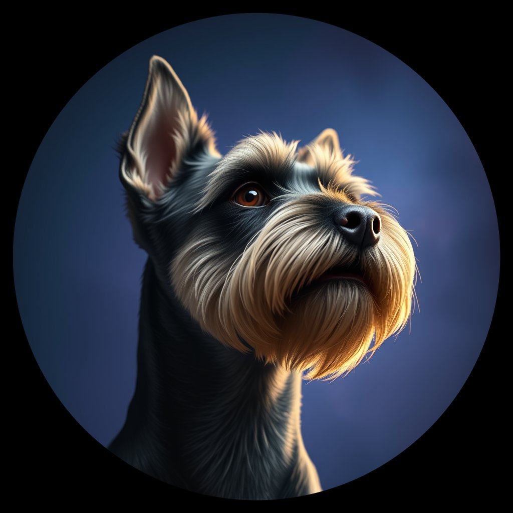 Cosmic medallion portrait of PFZ28H11_PFZ28H11, a Miniature Schnauzer