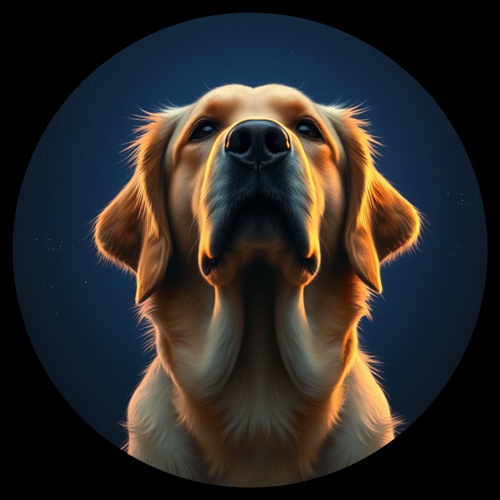 Cosmic medallion portrait of PFZ29A05_PFZ29A05, a Golden Retriever