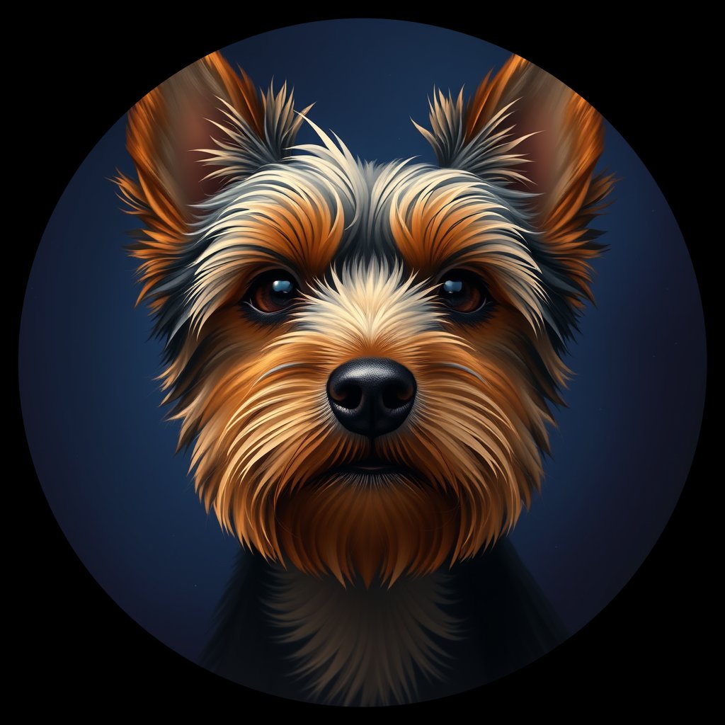 Cosmic medallion portrait of PFZ29A09_PFZ29A09, a Yorkshire Terrier