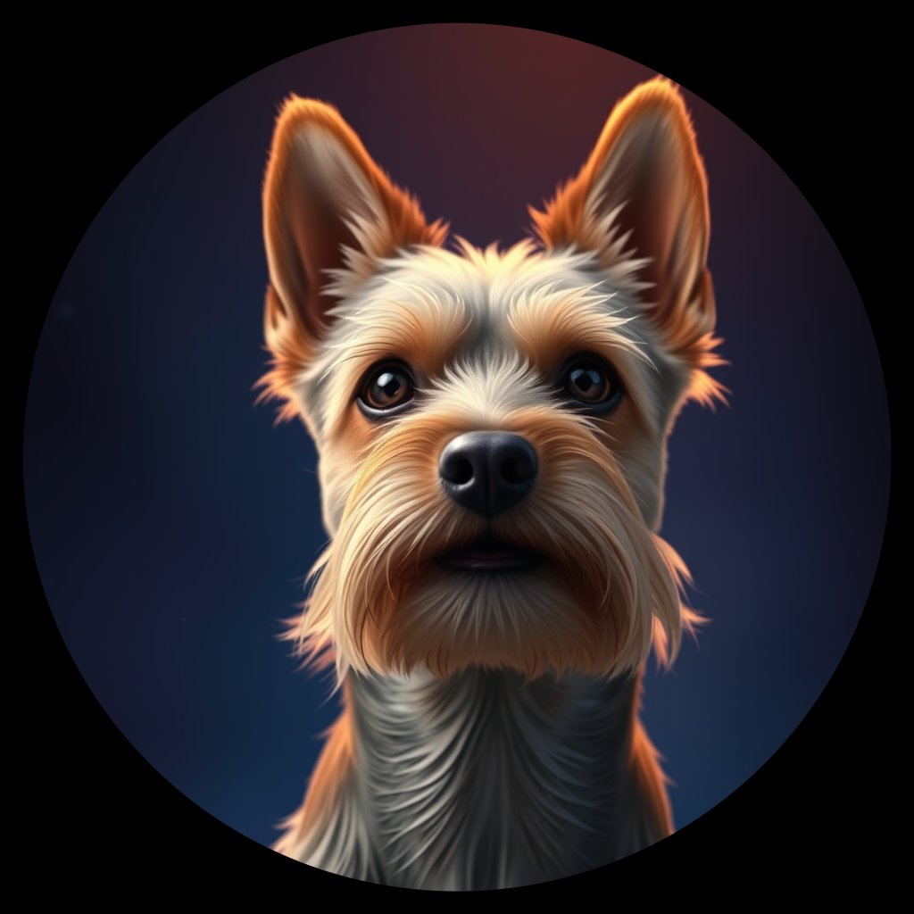 Cosmic medallion portrait of PFZ29A10_PFZ29A10, a Yorkshire Terrier