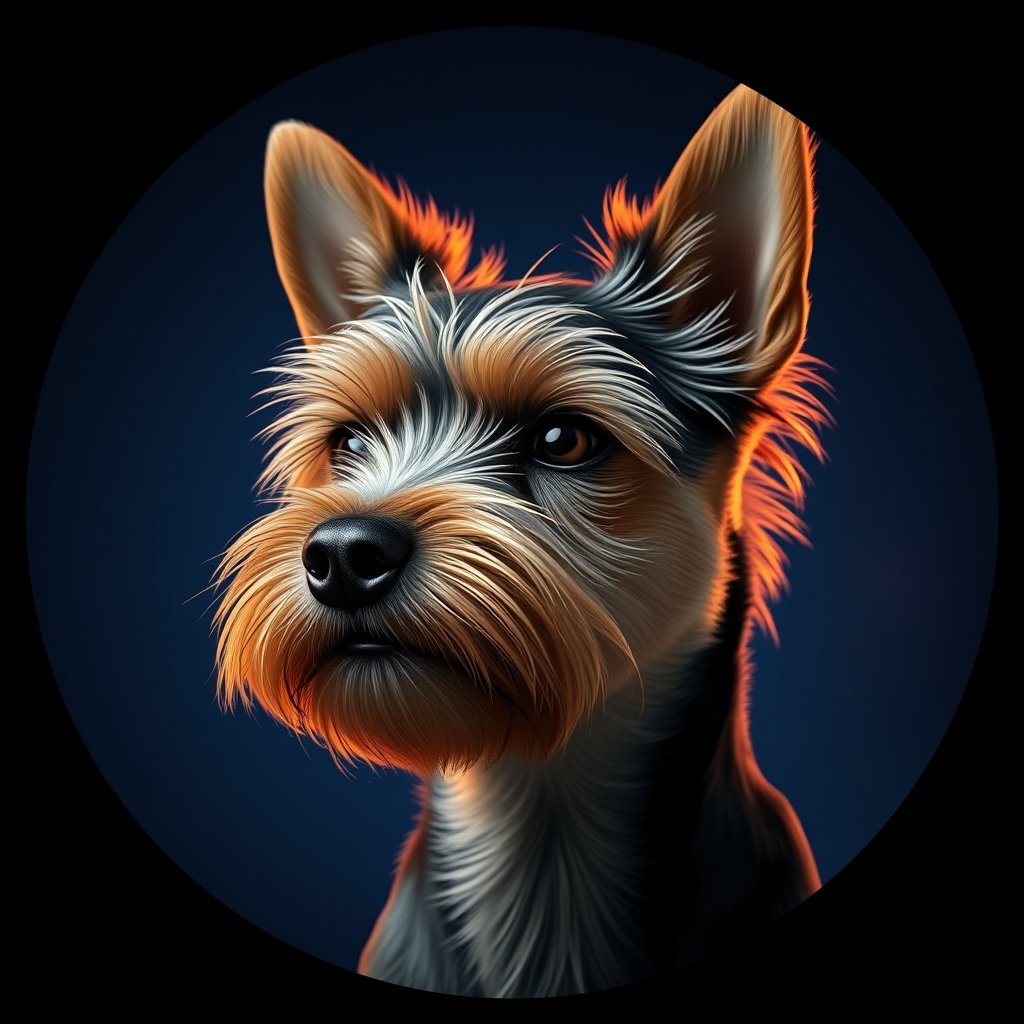 Cosmic medallion portrait of PFZ29A11_PFZ29A11, a Yorkshire Terrier