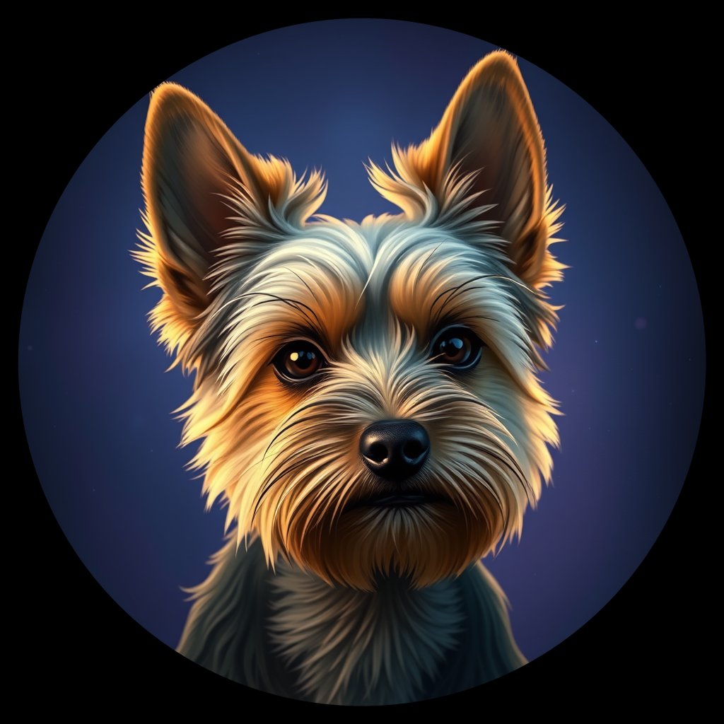 Cosmic medallion portrait of PFZ29A12_PFZ29A12, a Yorkshire Terrier