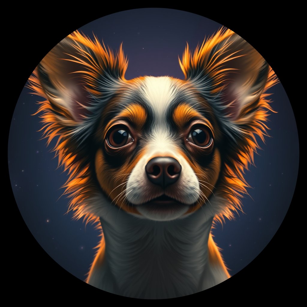 Cosmic medallion portrait of PFZ29B01_PFZ29B01, a Papillon