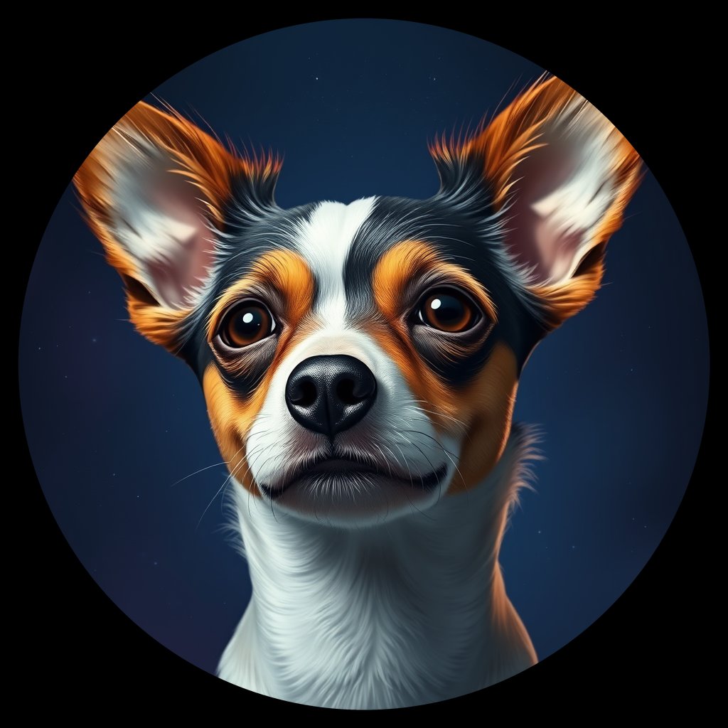 Cosmic medallion portrait of PFZ29B02_PFZ29B02, a Papillon