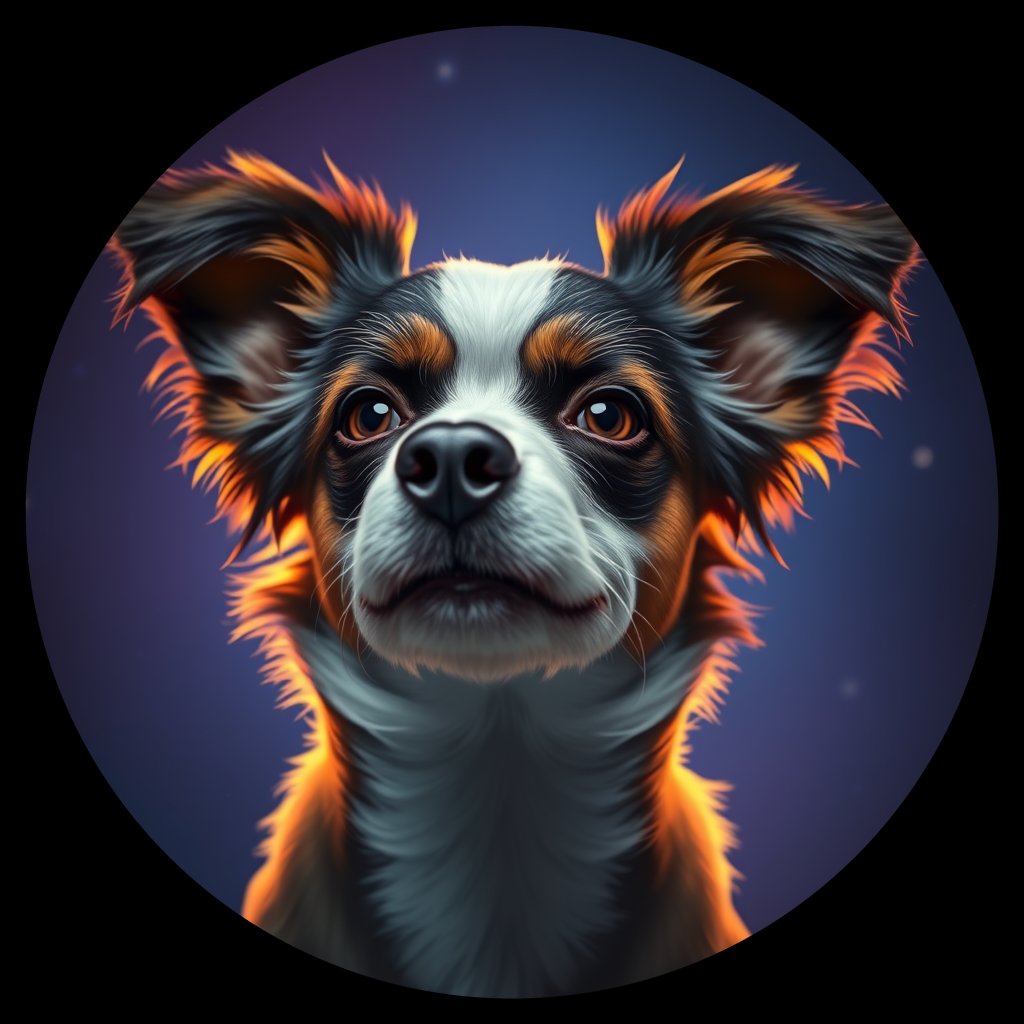 Cosmic medallion portrait of PFZ29B03_PFZ29B03, a Papillon