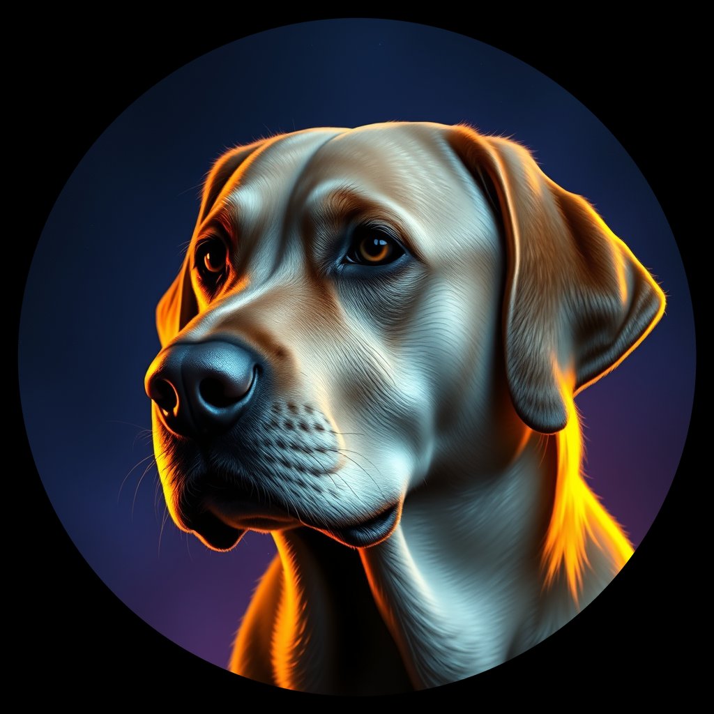 Cosmic medallion portrait of PFZ29B05_PFZ29B05, a Labrador Retriever