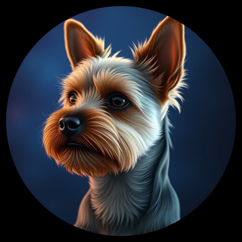 Cosmic medallion portrait of PFZ29B07_PFZ29B07, a Yorkshire Terrier