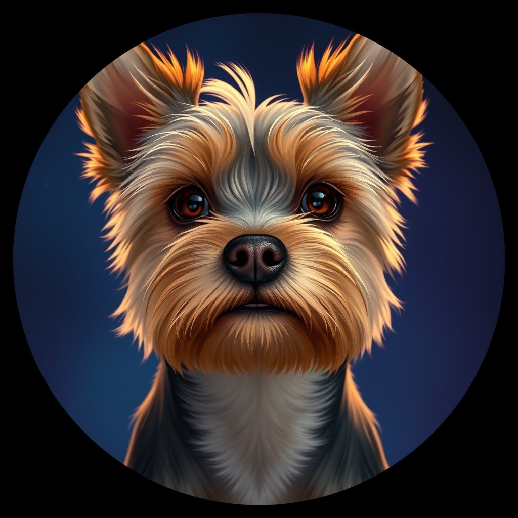 Cosmic medallion portrait of PFZ29B08_PFZ29B08, a Yorkshire Terrier