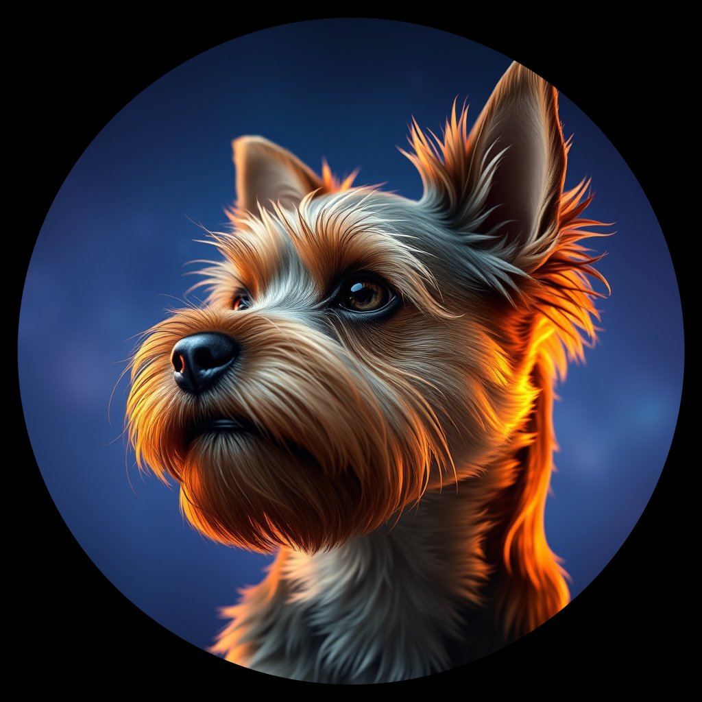 Cosmic medallion portrait of PFZ29B09_PFZ29B09, a Yorkshire Terrier