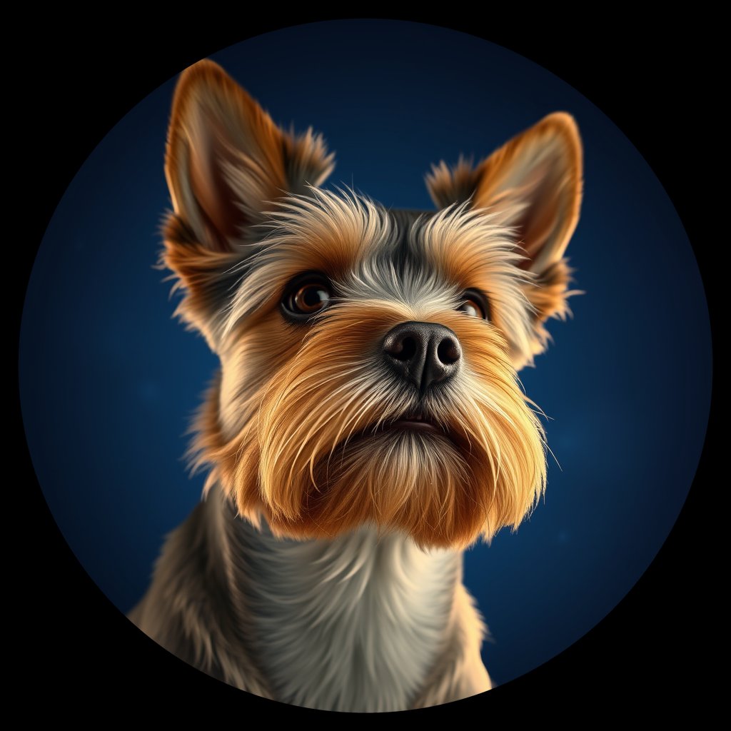 Cosmic medallion portrait of PFZ29B10_PFZ29B10, a Yorkshire Terrier