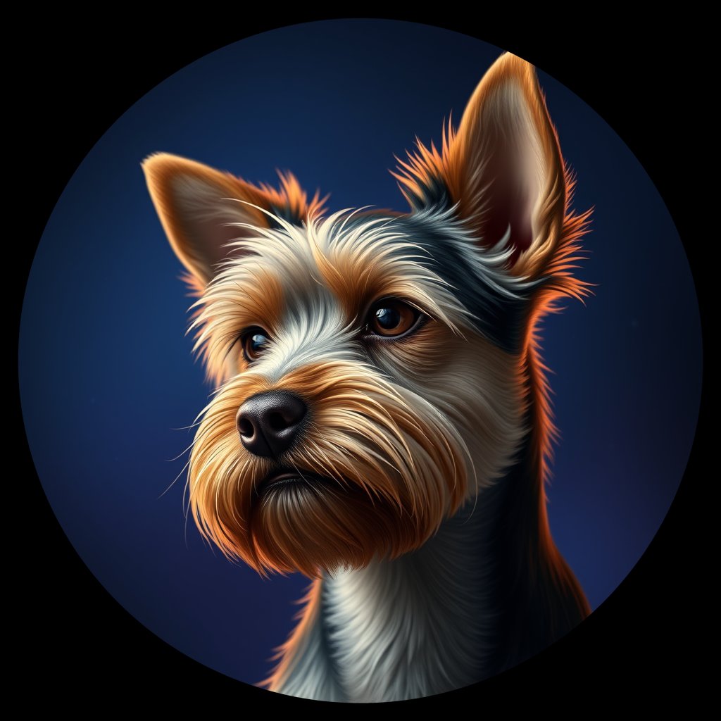 Cosmic medallion portrait of PFZ29B11_PFZ29B11, a Yorkshire Terrier