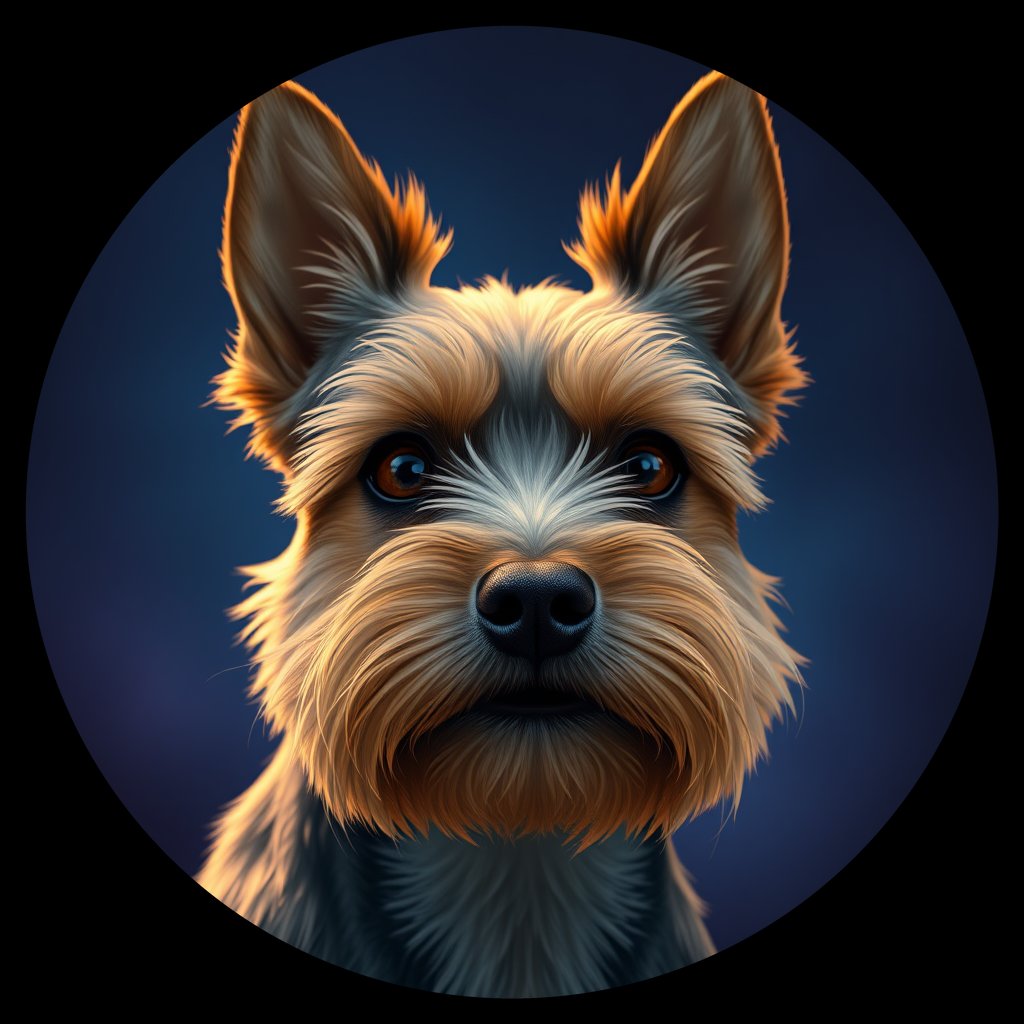 Cosmic medallion portrait of PFZ29B12_PFZ29B12, a Yorkshire Terrier