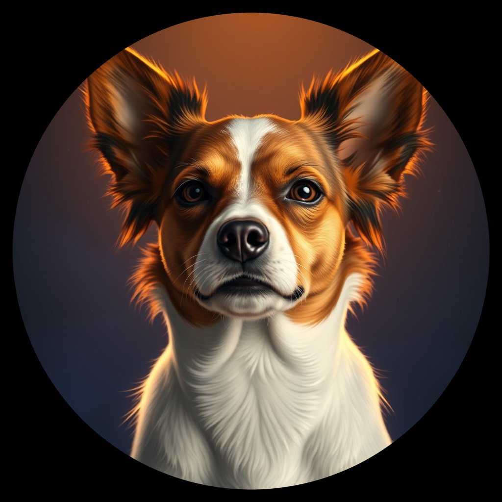 Cosmic medallion portrait of PFZ29C03_PFZ29C03, a Papillon