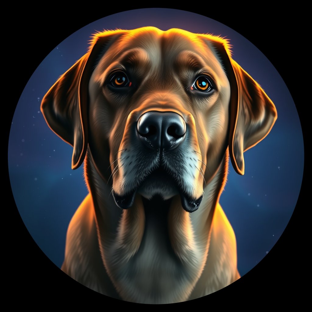Cosmic medallion portrait of PFZ29C05_PFZ29C05, a Labrador Retriever