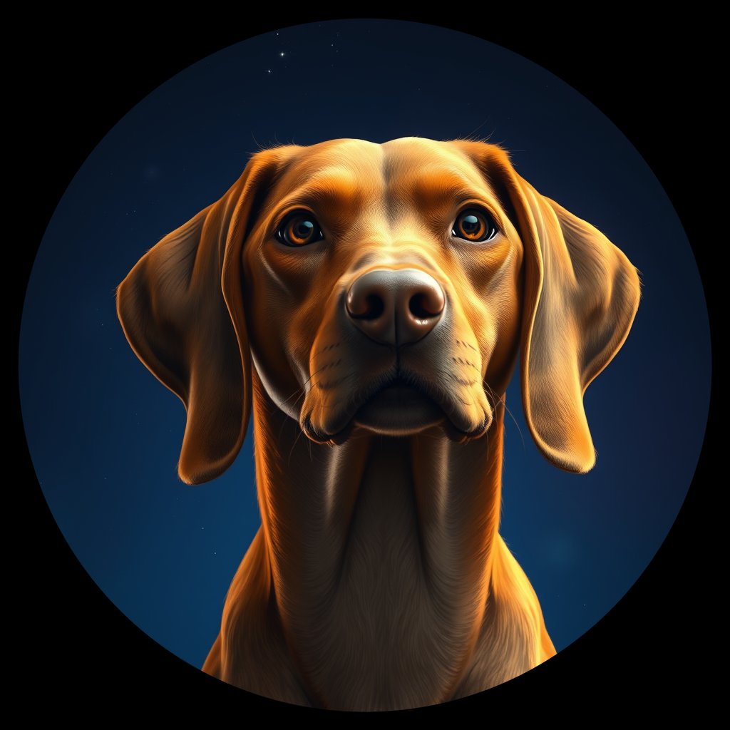 Cosmic medallion portrait of PFZ29C06_PFZ29C06, a Vizsla