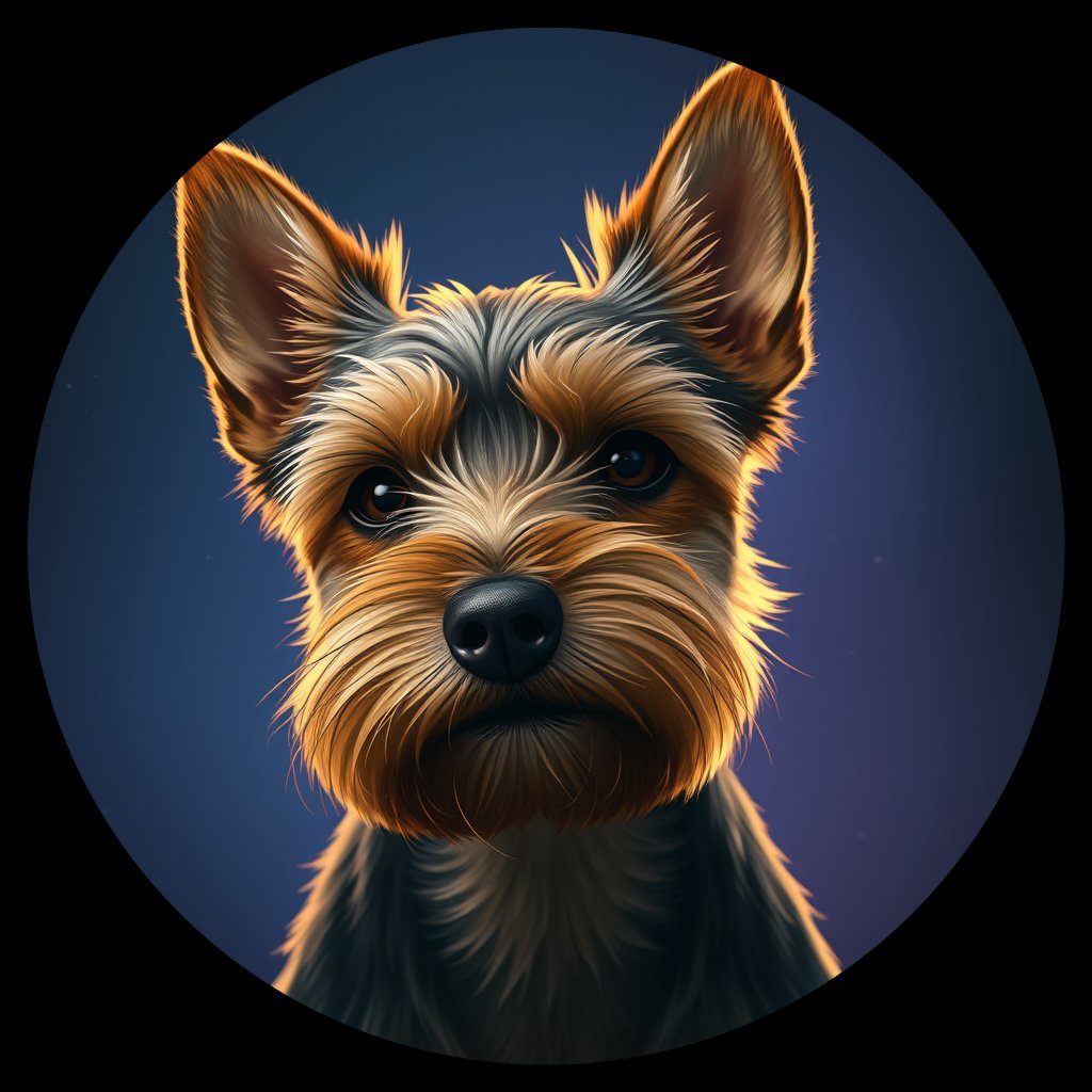Cosmic medallion portrait of PFZ29C07_PFZ29C07, a Yorkshire Terrier