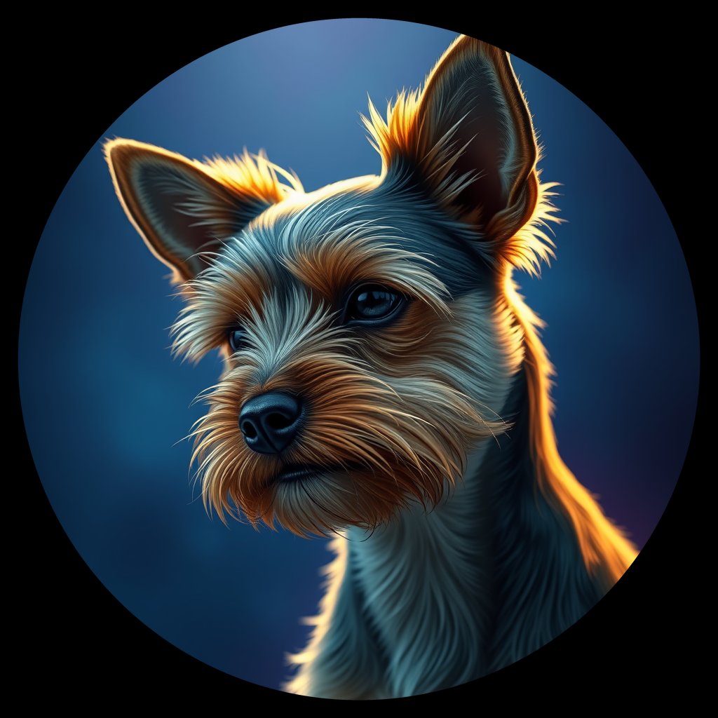 Cosmic medallion portrait of PFZ29C08_PFZ29C08, a Yorkshire Terrier