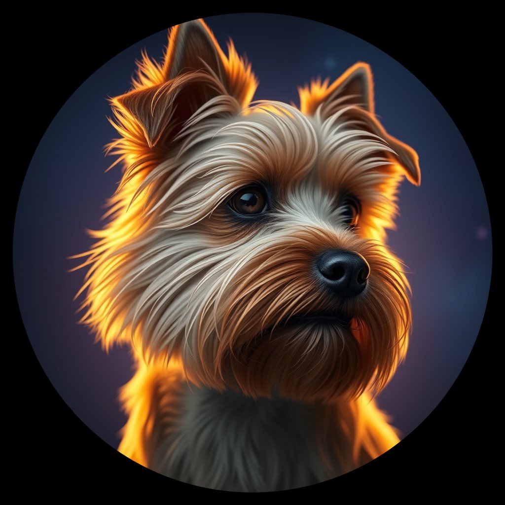 Cosmic medallion portrait of PFZ29C10_PFZ29C10, a Yorkshire Terrier
