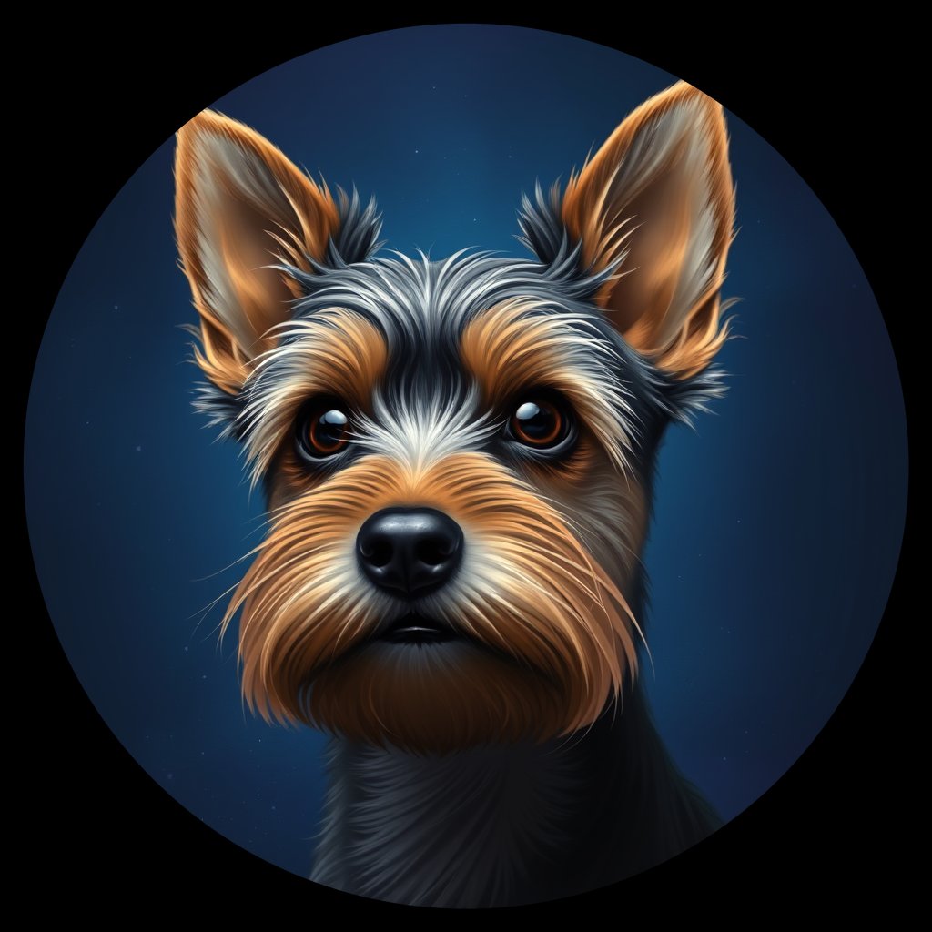 Cosmic medallion portrait of PFZ29C12_PFZ29C12, a Yorkshire Terrier
