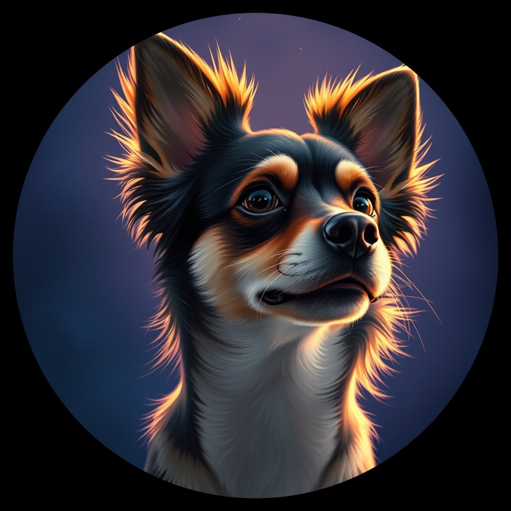 Cosmic medallion portrait of PFZ29D01_PFZ29D01, a Papillon