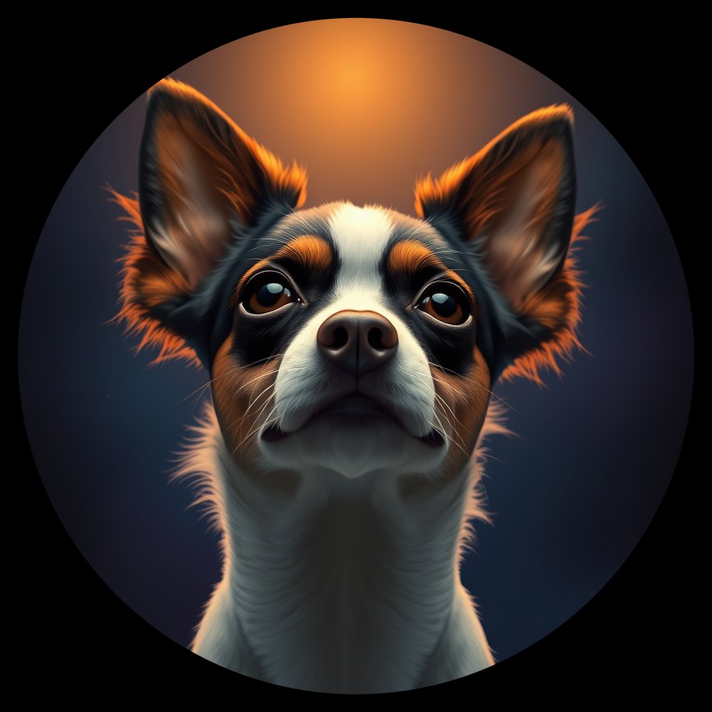 Cosmic medallion portrait of PFZ29D02_PFZ29D02, a Papillon