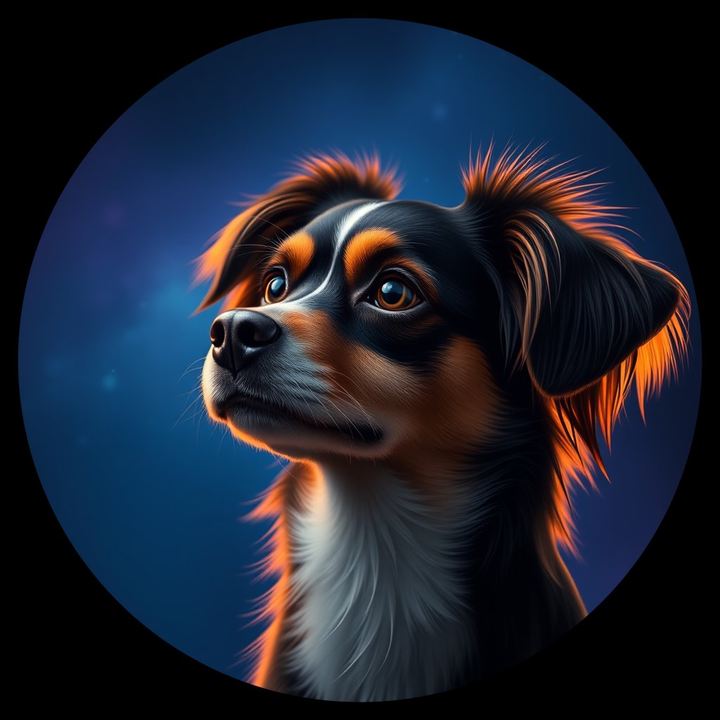 Cosmic medallion portrait of PFZ29D03_PFZ29D03, a Papillon