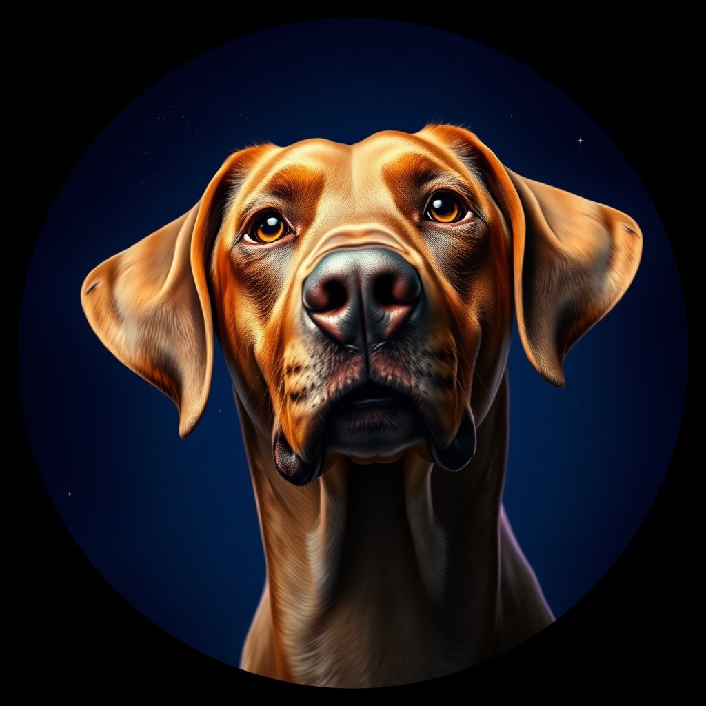 Cosmic medallion portrait of PFZ29D06_PFZ29D06, a Vizsla