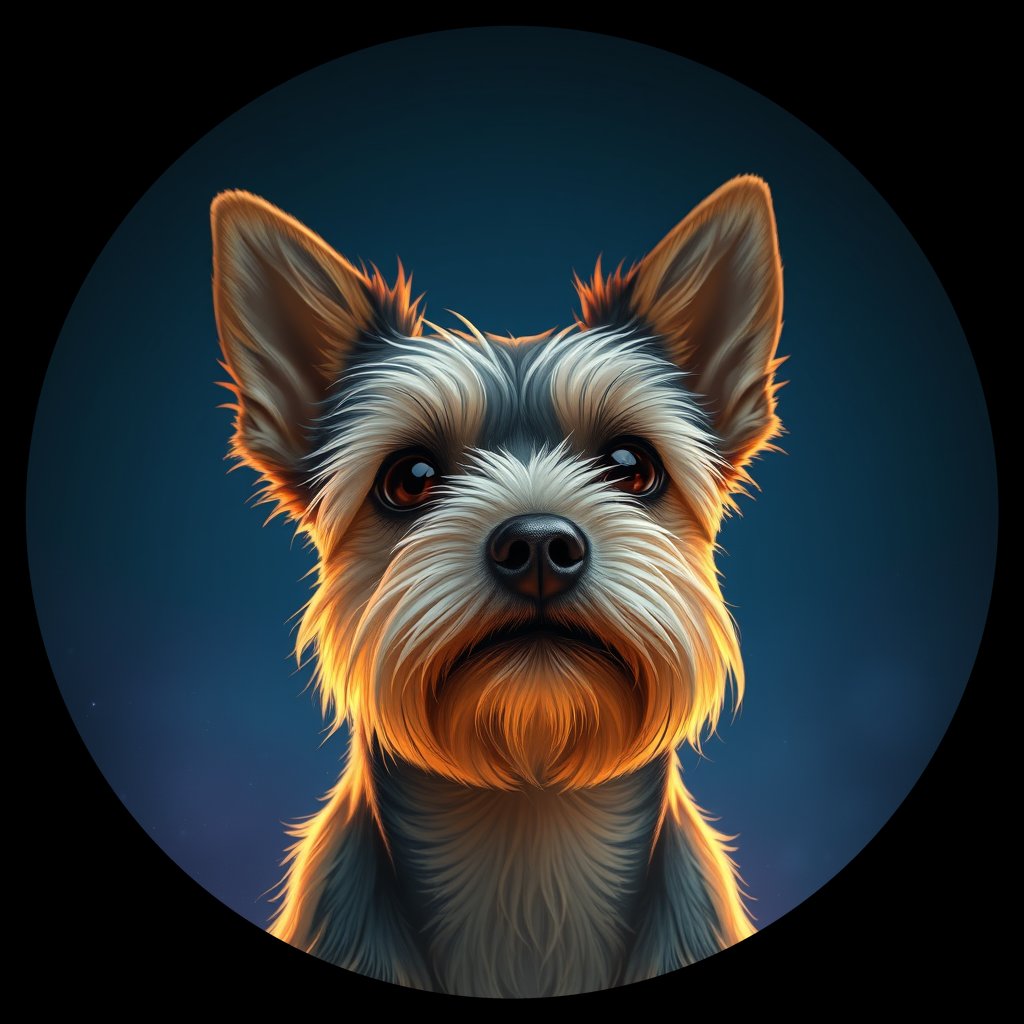 Cosmic medallion portrait of PFZ29D07_PFZ29D07, a Yorkshire Terrier