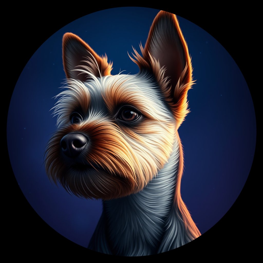 Cosmic medallion portrait of PFZ29D08_PFZ29D08, a Yorkshire Terrier