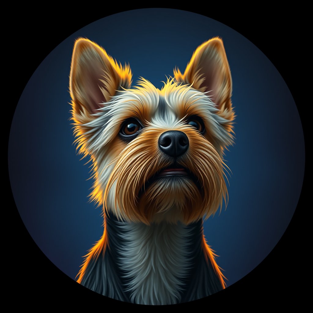 Cosmic medallion portrait of PFZ29D09_PFZ29D09, a Yorkshire Terrier