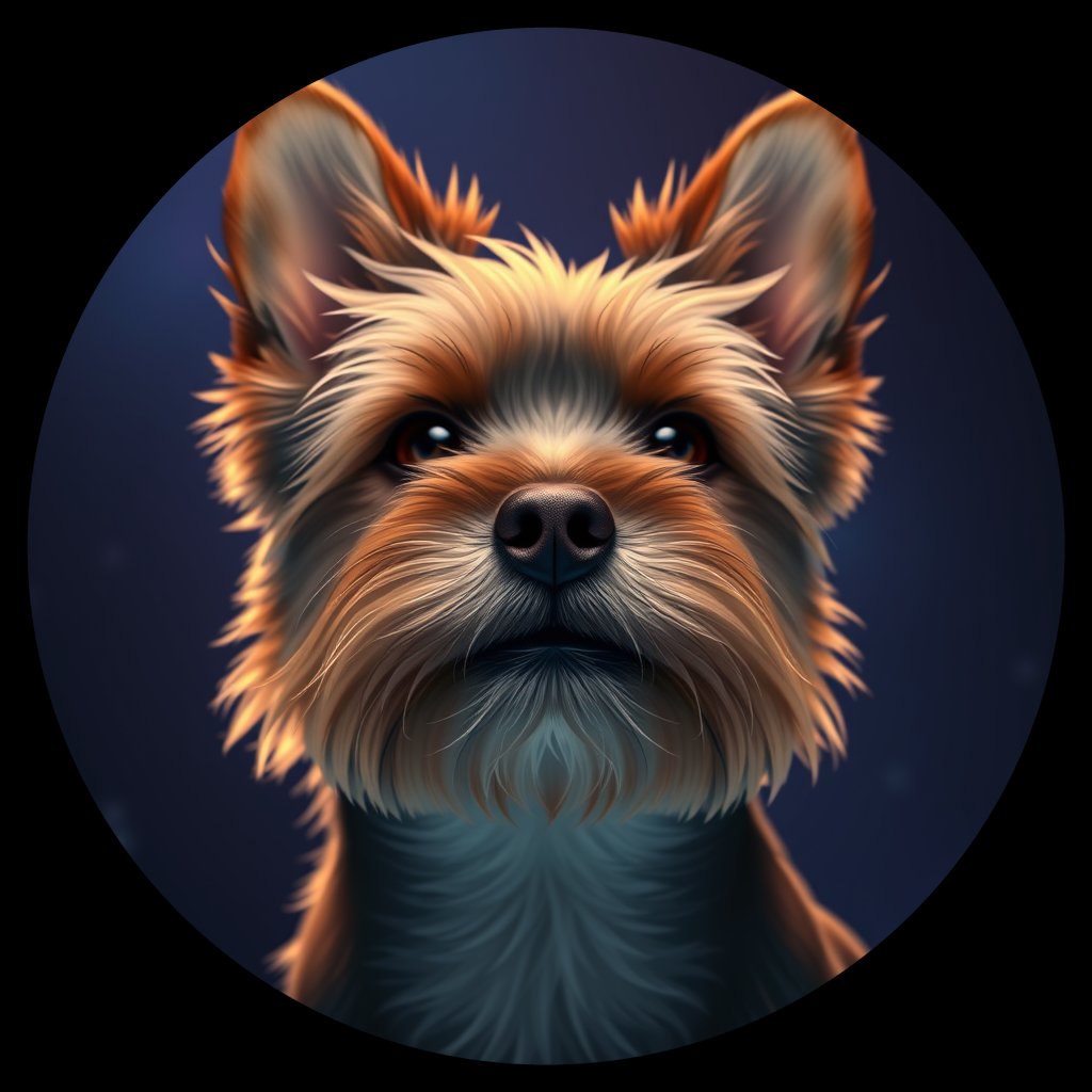 Cosmic medallion portrait of PFZ29D10_PFZ29D10, a Yorkshire Terrier