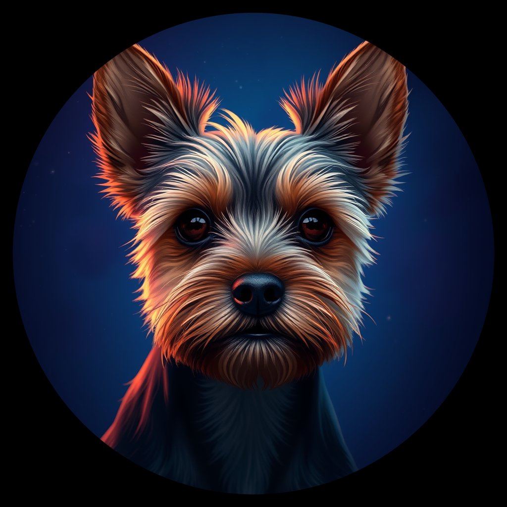 Cosmic medallion portrait of PFZ29D11_PFZ29D11, a Yorkshire Terrier