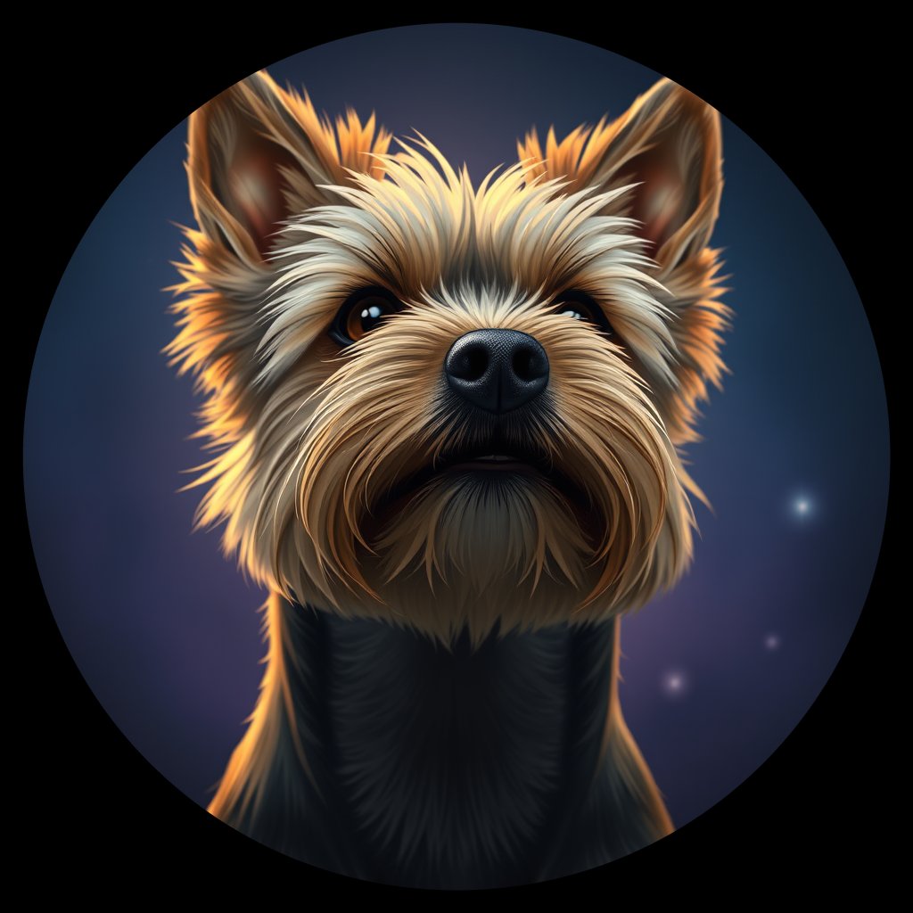 Cosmic medallion portrait of PFZ29D12_PFZ29D12, a Yorkshire Terrier