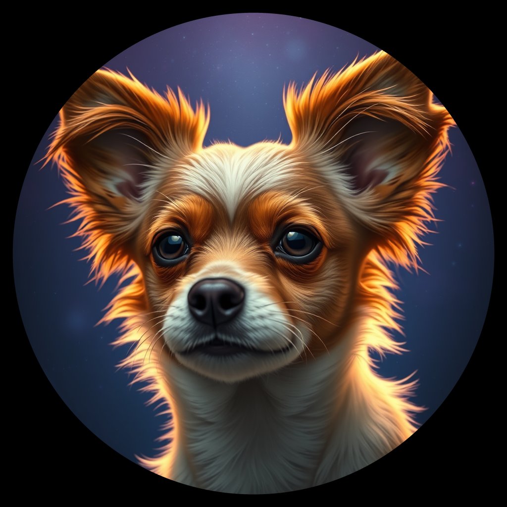 Cosmic medallion portrait of PFZ29E01_PFZ29E01, a Papillon
