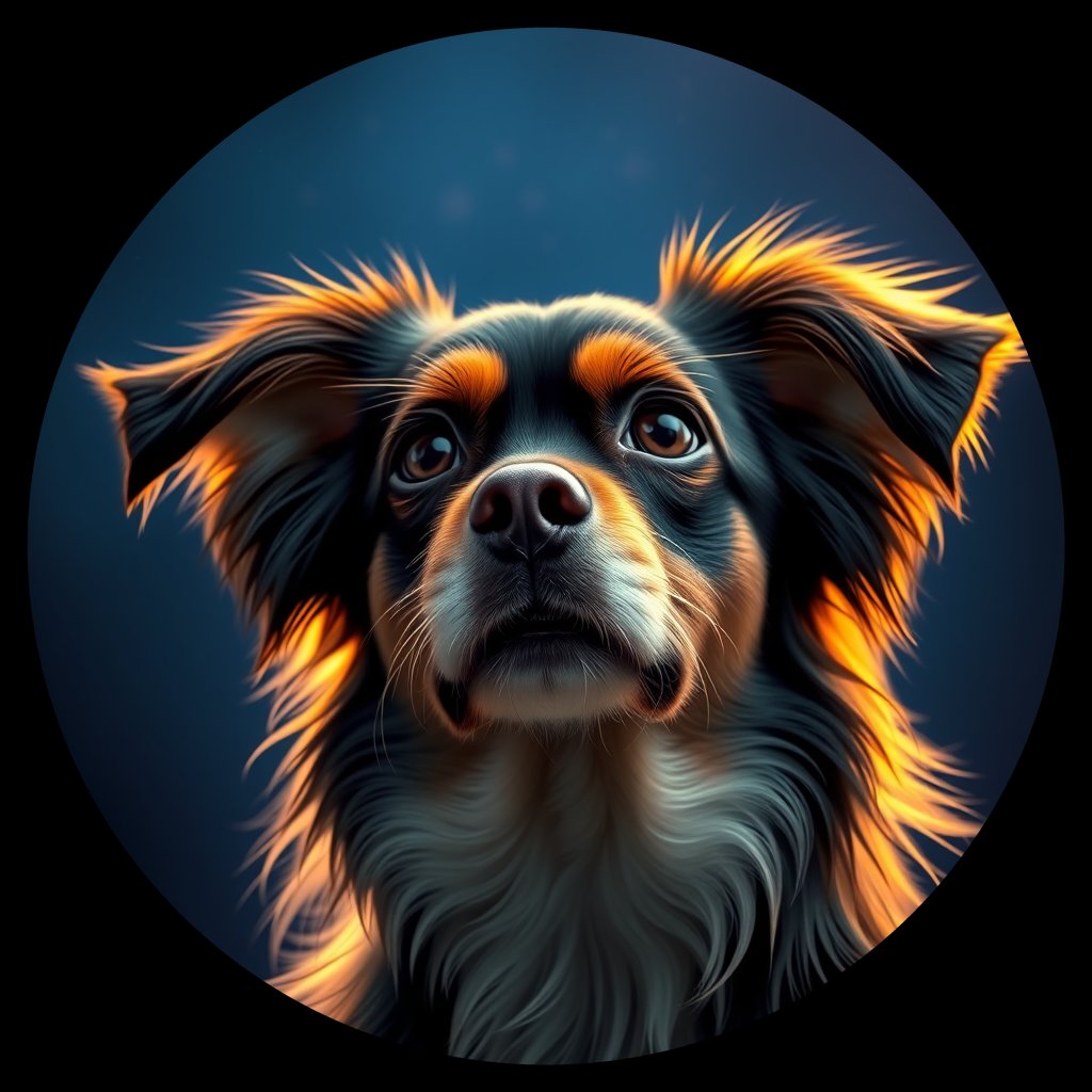 Cosmic medallion portrait of PFZ29E02_PFZ29E02, a Papillon