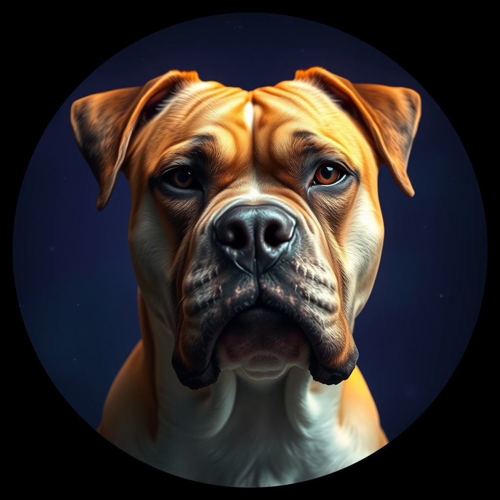 Cosmic medallion portrait of PFZ29E03_PFZ29E03, a Boxer